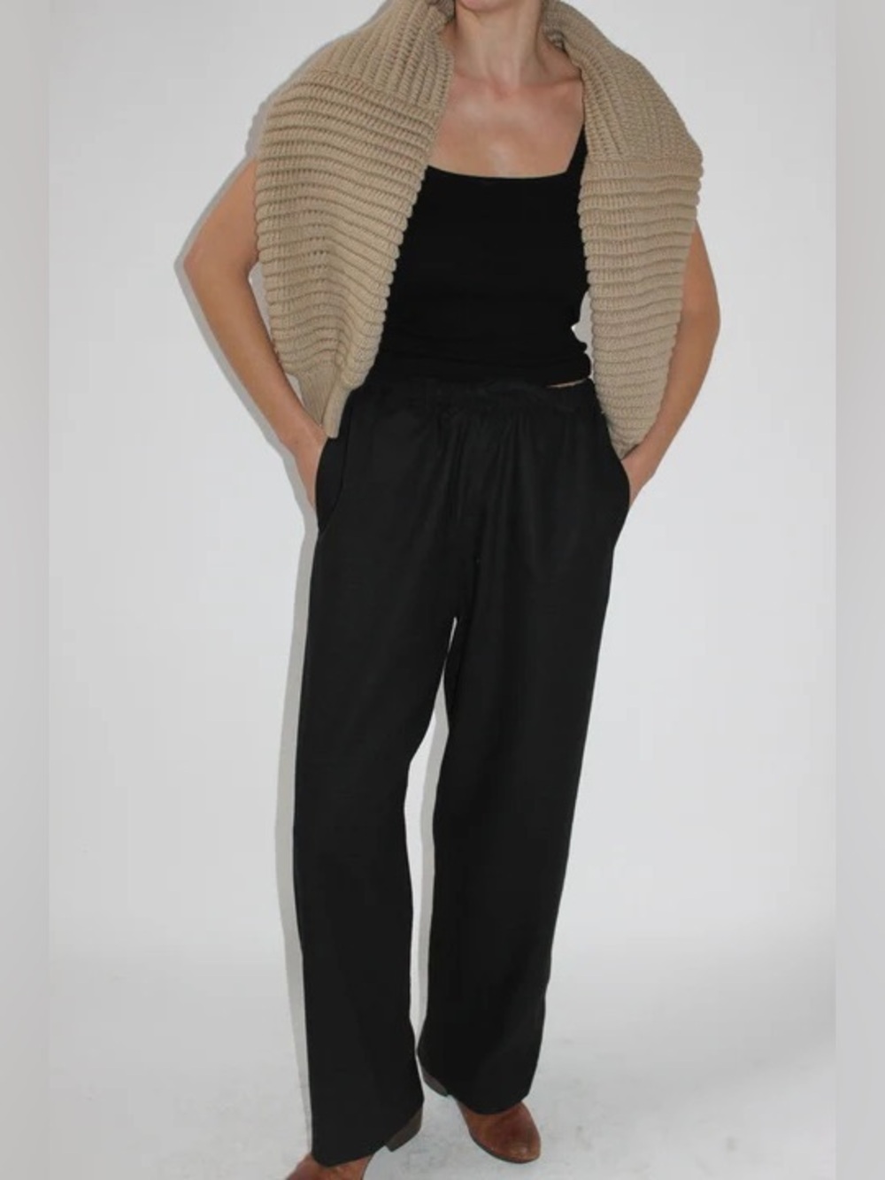 Woven Silk Pants Black Small - Picture 4 of 9